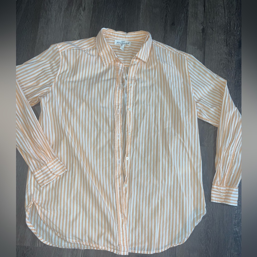 Light Orange & white stripes button up. Sz large